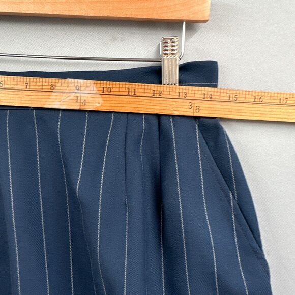 VTG Anne Klein Wool Pencil Skirt 10 Blue Pin Stripe Career Preppy Academia USA - Picture 10 of 14
